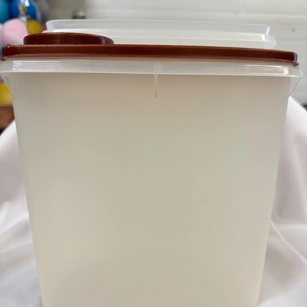 Vintage Tupperware 1588-1 Modular Storage Container Brown Lid 469-5 Frosted 2 Pc